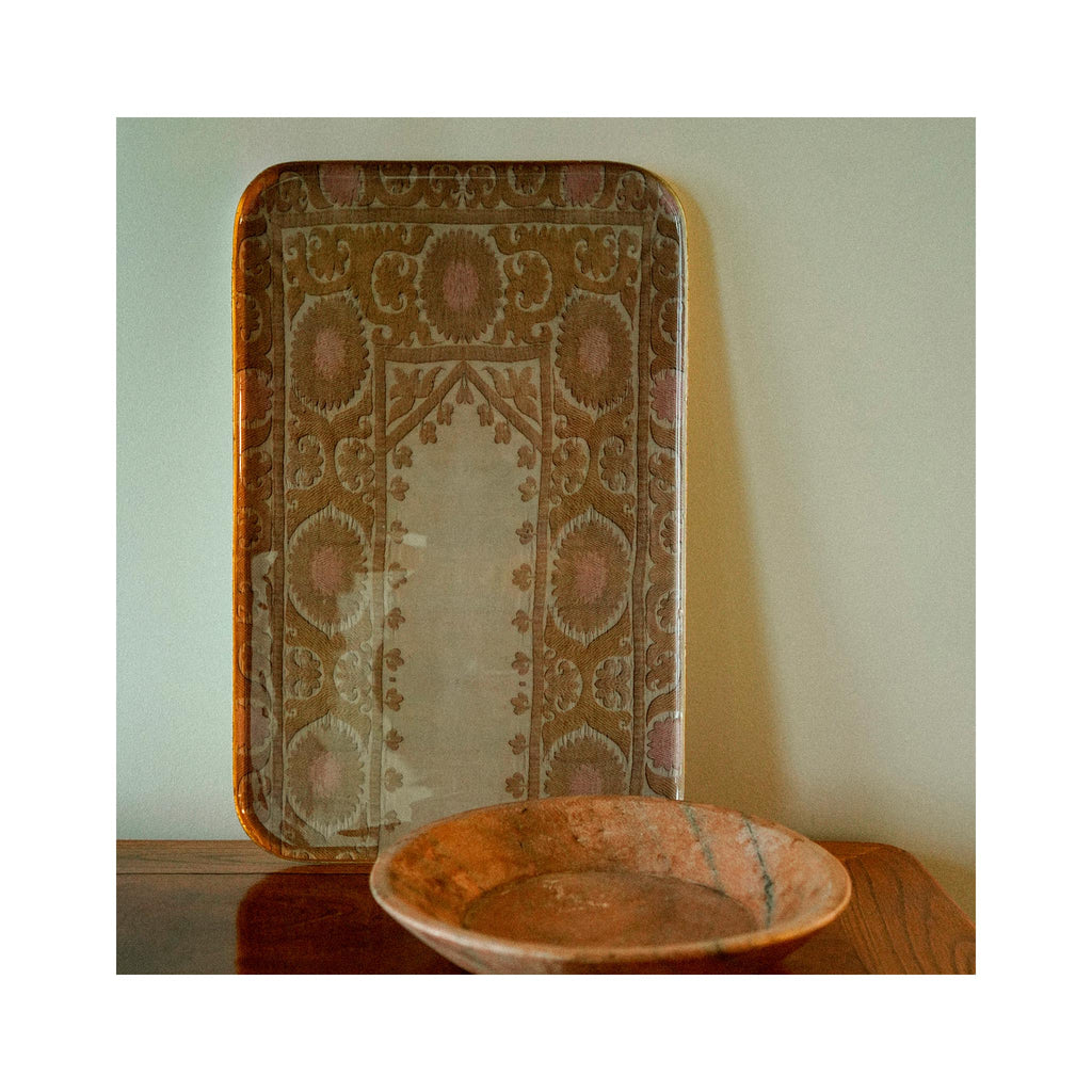 Sunrise Suzani Enameled Trays - Extra Large on display