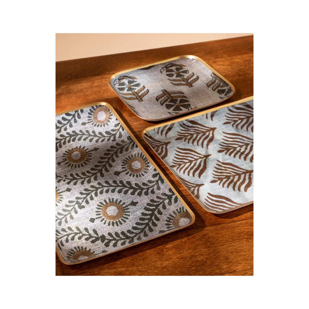 Chameli Enameled Square Tray- on table