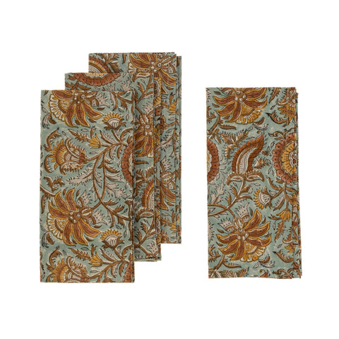 Dahlia Block Print Napkin Set of 4