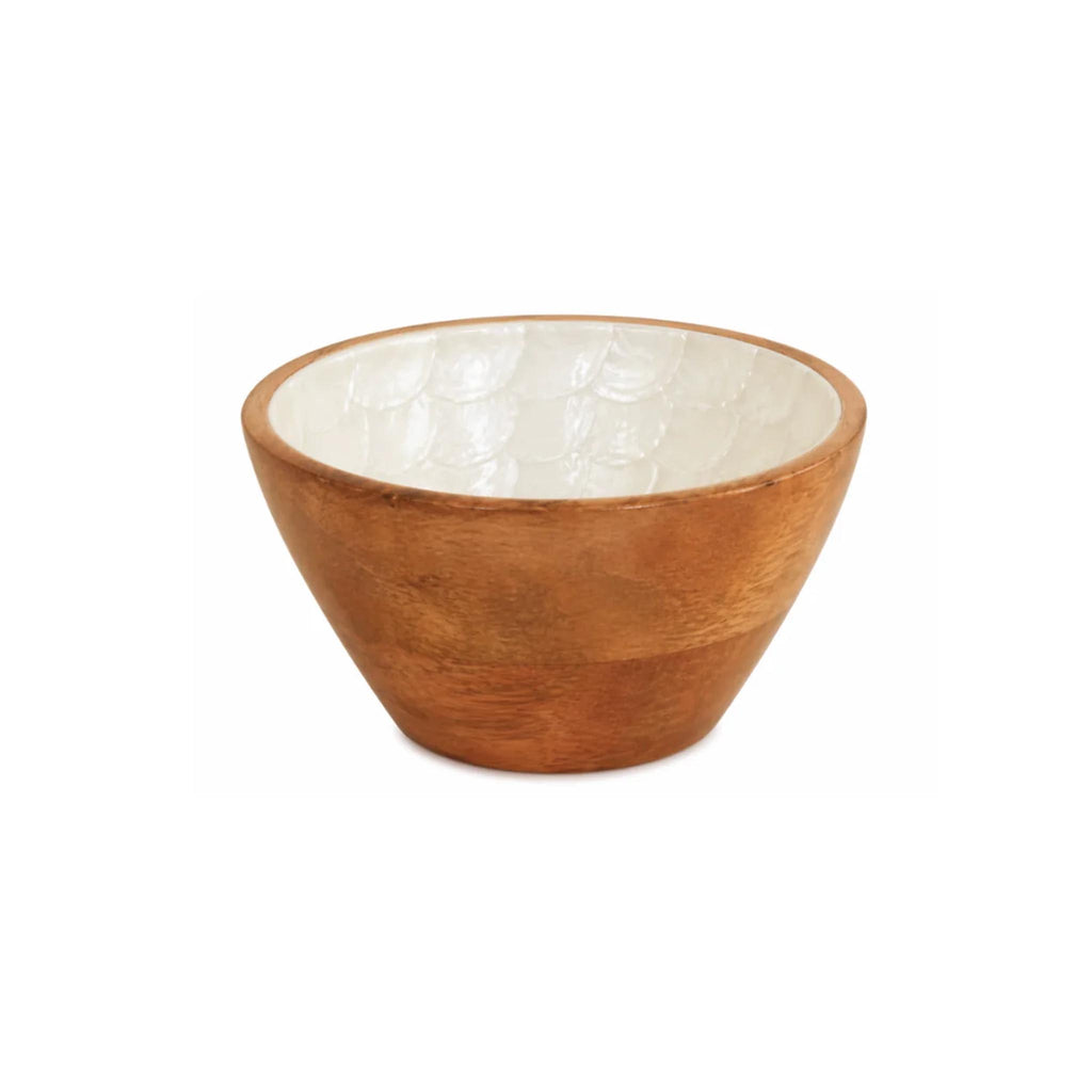 Mango Wood & Pearlized Enamel Bowl - Mini