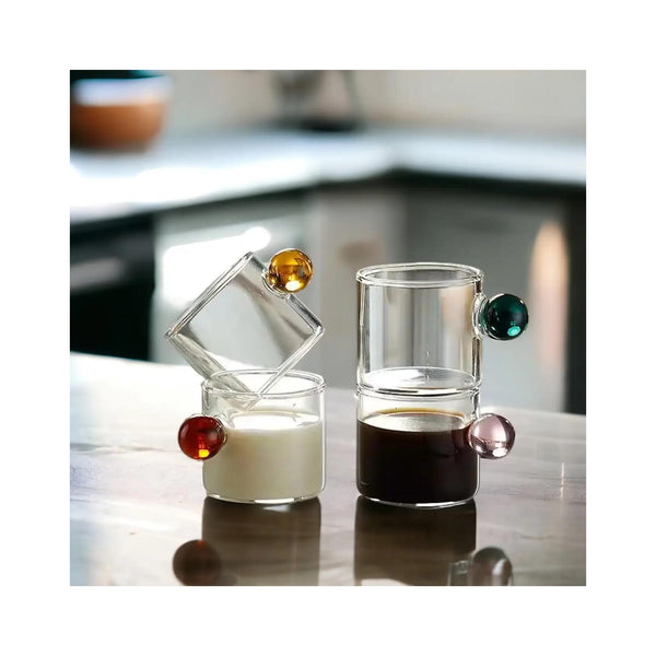Espresso Glass Cups with Ball Handle 