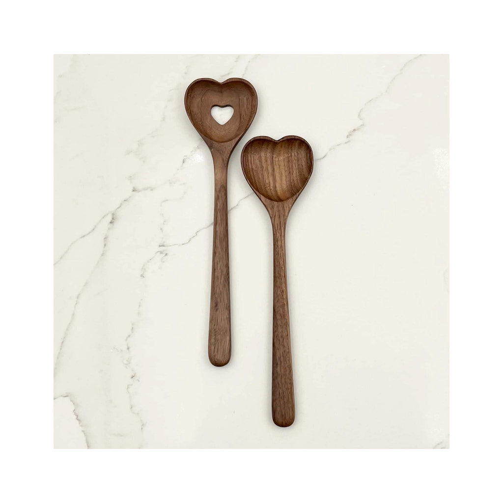 Walnut Heart Spoon - with Slotted Heart Spoon