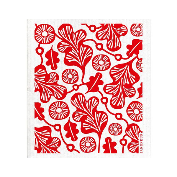 Swedish Dishcloth - Oak Leaf - Red