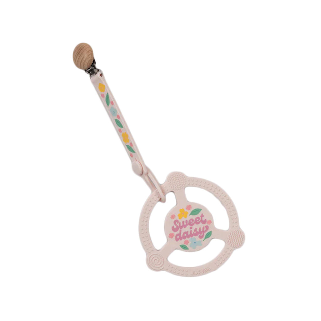 JuJuBe Silicone Teether Ring with Detachable Clip - Sweet Daisy