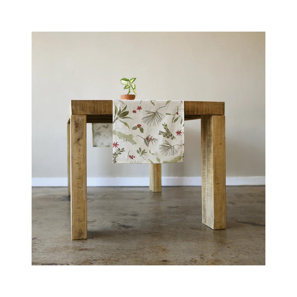 Boughs & Berries Organic Table Runner - on table