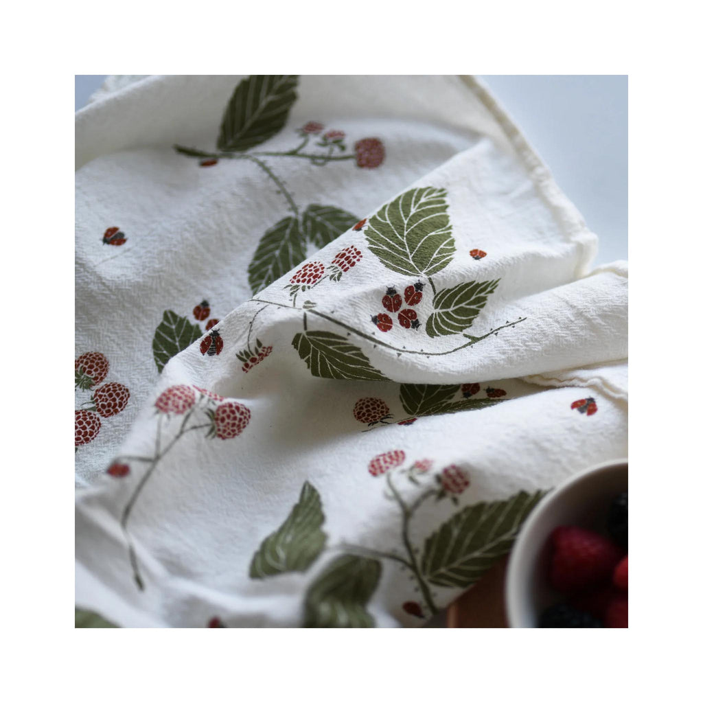 Flour Sack Tea Towel - Lady Birds & Brambles - detail