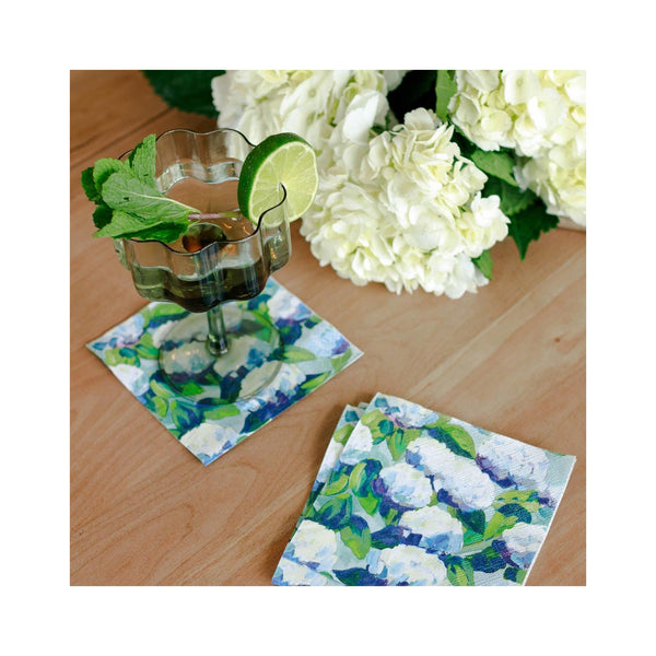 Kim Hovell Cocktail Napkins - Hydrangea - in use