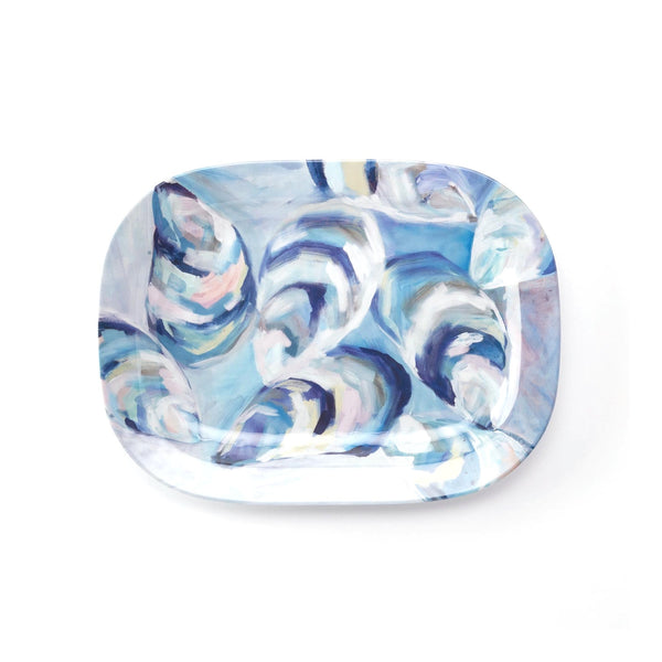 Kim Hovell Large Melamine Platter - Flowing Shells - top view