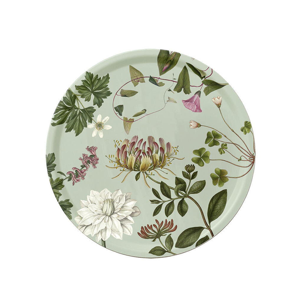 Birch Veneer Round Serving Tray- Flora Danica