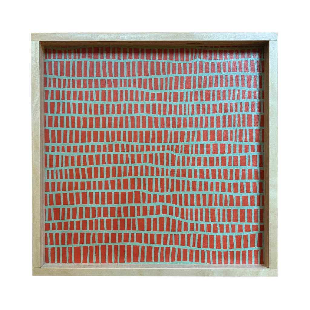 LAMOU Printed Baltic Birch Serving Tray - Orange Cells on Light Blue
