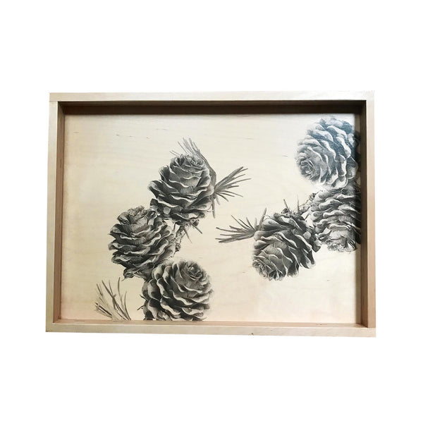 LAMOU Printed Baltic Birch Serving Tray - Pinecones