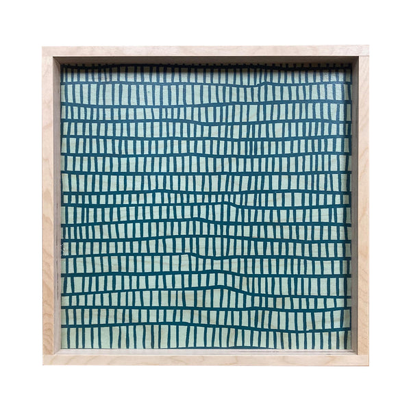 LAMOU Printed Baltic Birch Serving Tray - Turquoise Cells on Light Turquoise
