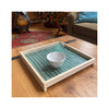 LAMOU Printed Baltic Birch Serving Tray - Turquoise Cells on Light Turquoise - on table