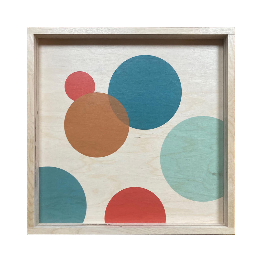 LAMOU Printed Baltic Birch Serving Tray - Circles - Grey, Gold, Orange, Teal