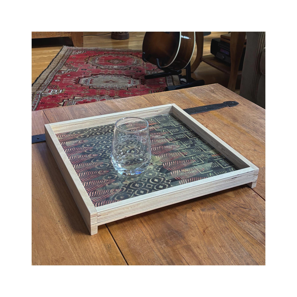 LAMOU Baltic Birch Printed Serving Tray - Brandy Gibbs Riley - Forest - on table