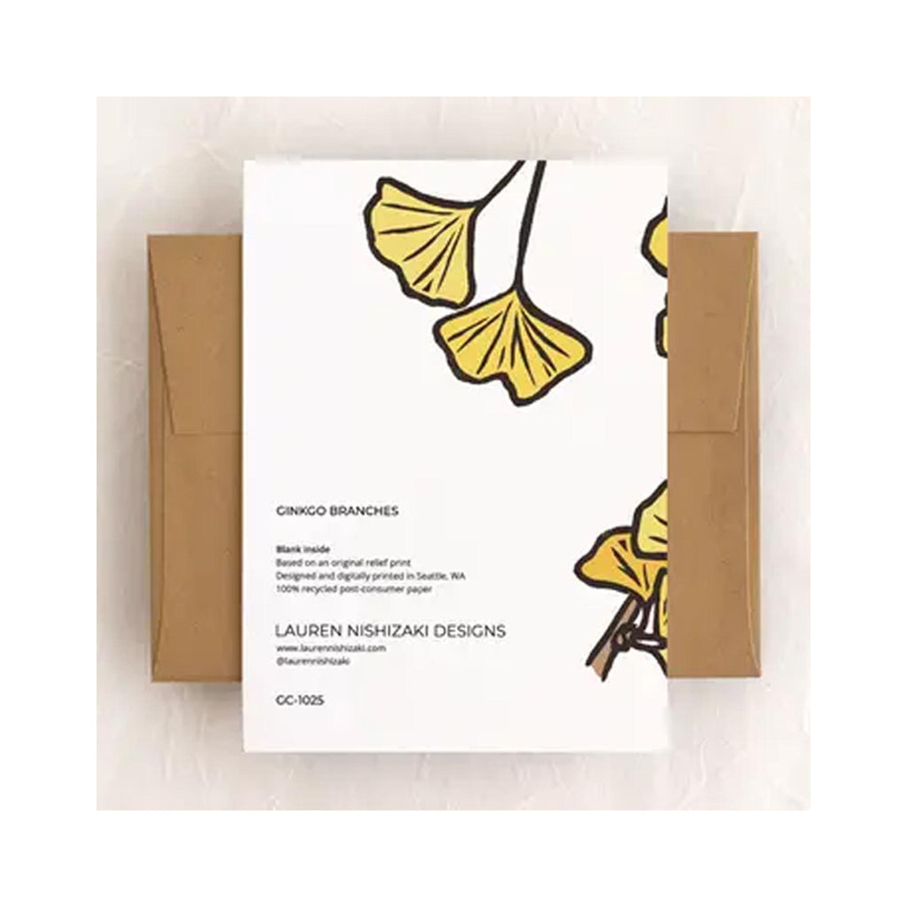 Ginkgo Branches Blank Card - backside