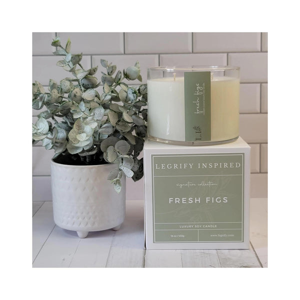 Legrify Fresh Figs Classic Glass 2 Wick Soy Candle - packaging
