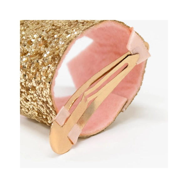 Mini Gold Glitter Crown Hair Clip - view of clip
