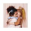 Mini Gold Glitter Crown Hair Clip - on model