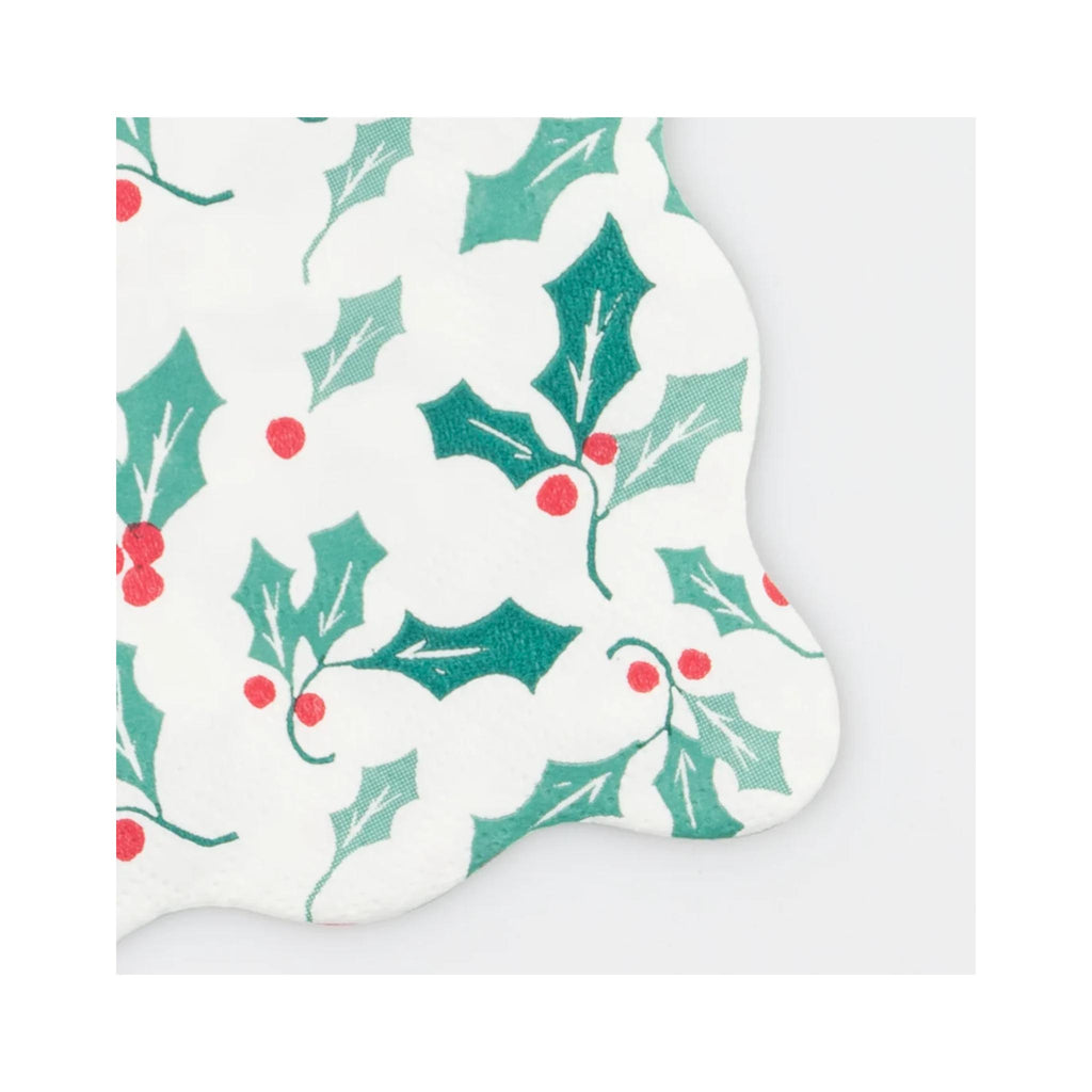 Holly Pattern Beverage Napkins - detail