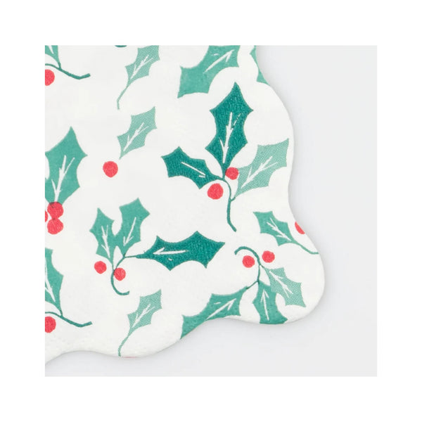Holly Pattern Beverage Napkins - detail