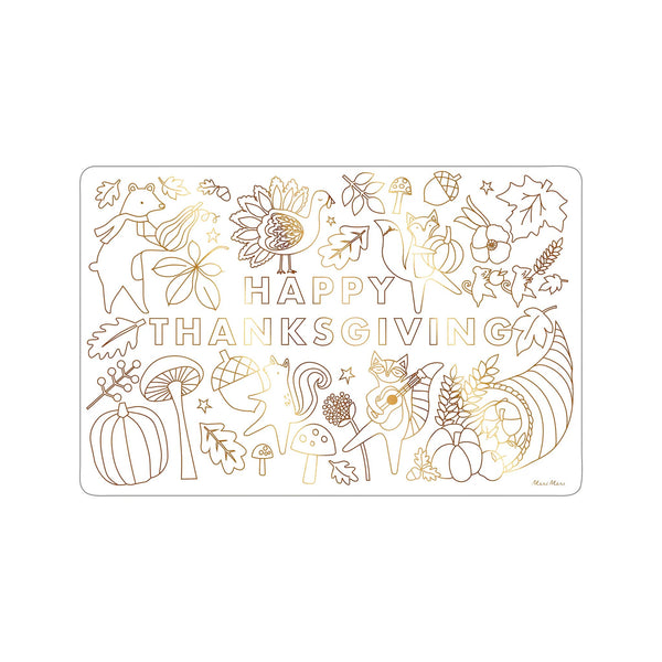 Thanksgiving Coloring Placemats Set of 8 - Happy Thanksgiving Icons Placemat