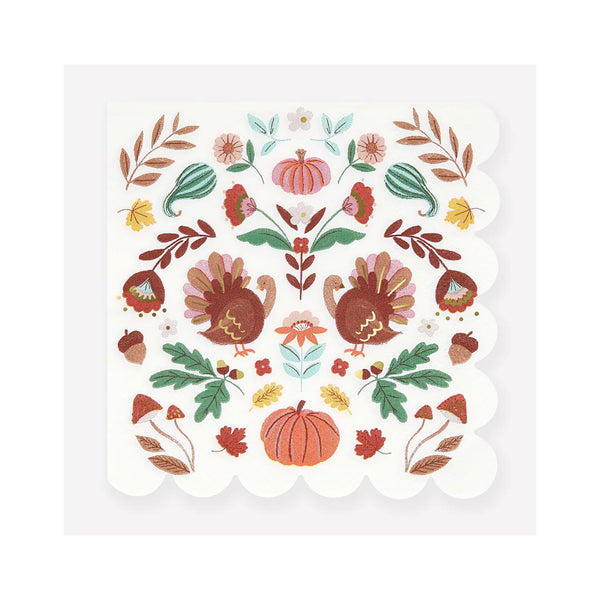 Folk Fall Beverage Napkins
