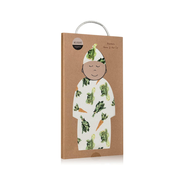 Milkbarn Newborn Gown & Hat Sets - packaging