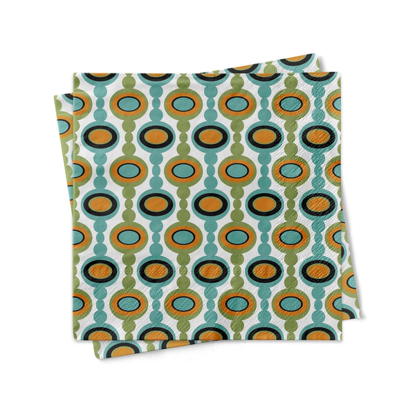 Mid Century Modern Geometric Oval Links Beverage Napkin