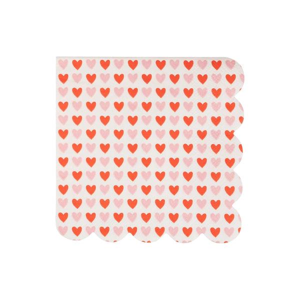 Hearts Scalloped Beverage Napkins