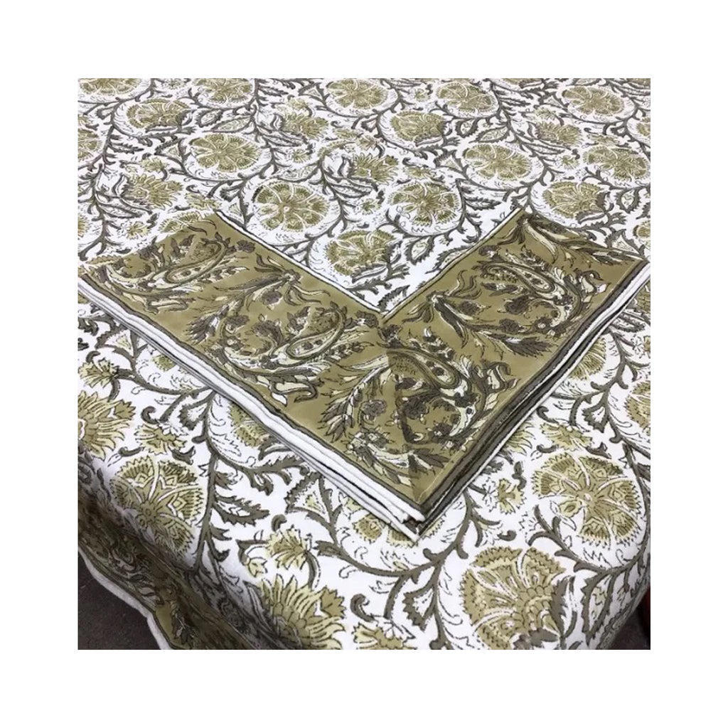 Block Printed Tablecloths - Kalam Green