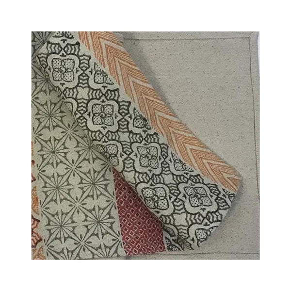 Block Printed Dhurrie Runner - Porto Tile Multi