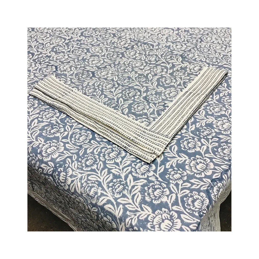 Block Print Tablecloths  - Foliage Blue