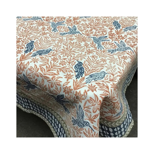 Block Printed Tablecloth - Edith Birds