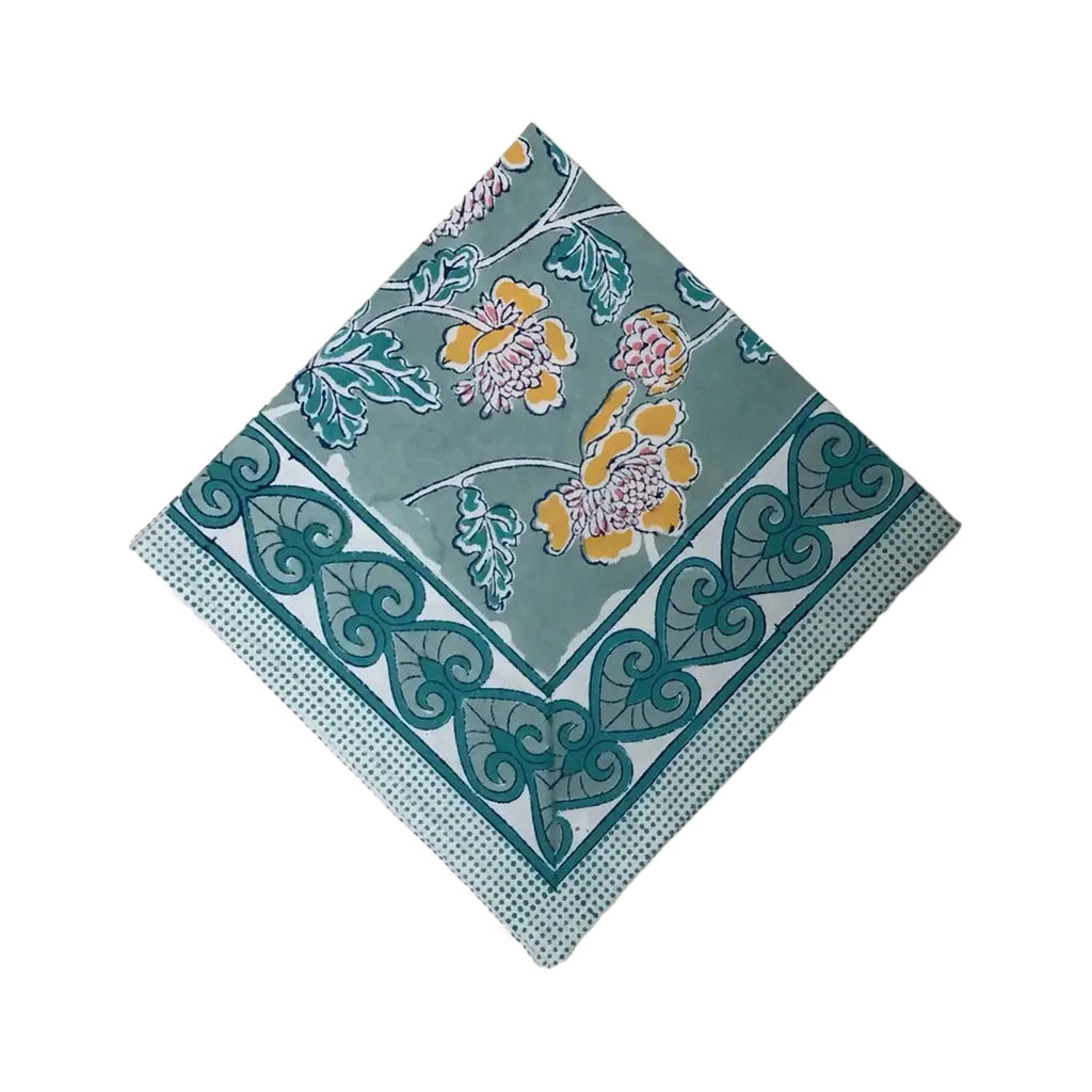 Block Printed Napkin - Cornflower Green