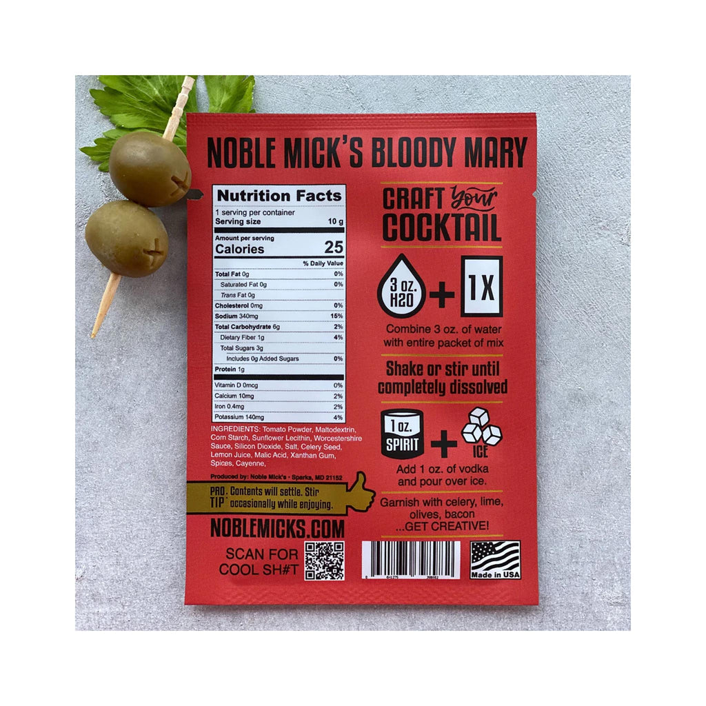 Noble Mick's Single Serve Craft Cocktail Mixes - Bloody Mary ingredients