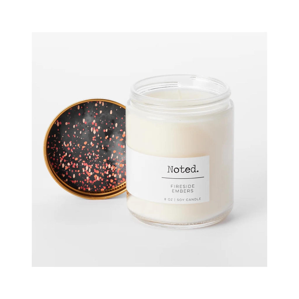 Noted  8 oz Candles - Fireside Embers with lid open