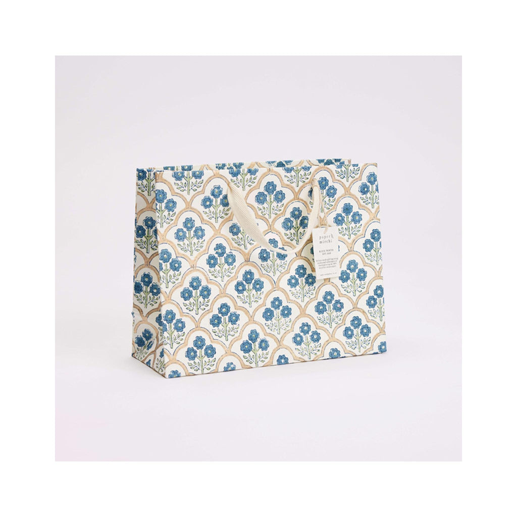 Paper Mirchi Gift Bags - Indigo Trellis - Medium
