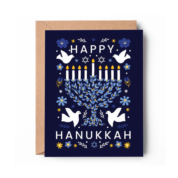 White Doves Hanukkah Card 