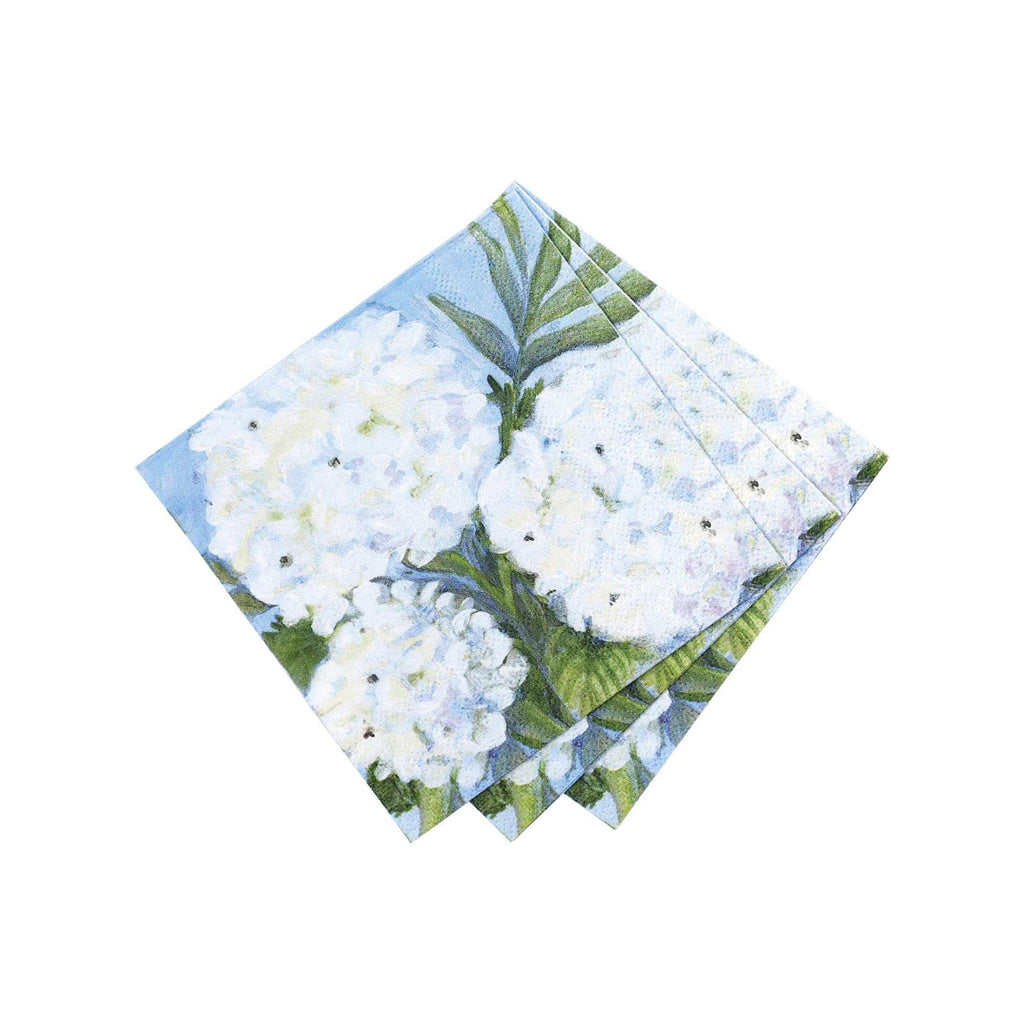 White Hydrangea Beverage Napkins