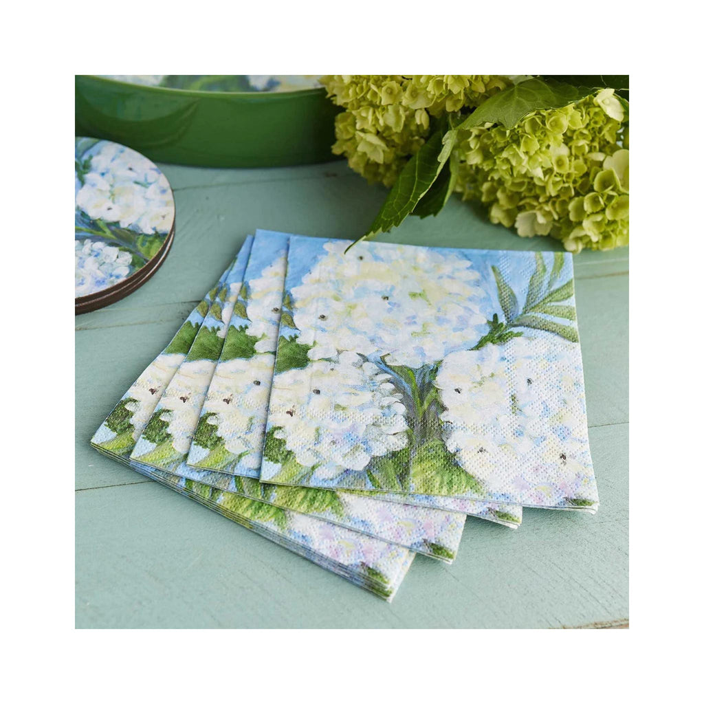 White Hydrangea Beverage Napkins