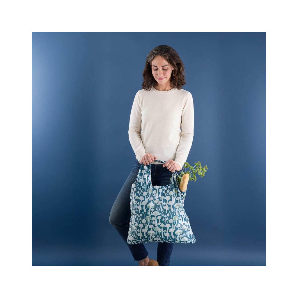 Reusable Blu Shopping Bag - Mushrooms - in use