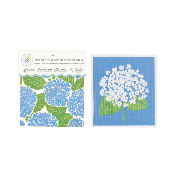 Blu Eco Cloths Pairs - Blue Hydrangeas packaging