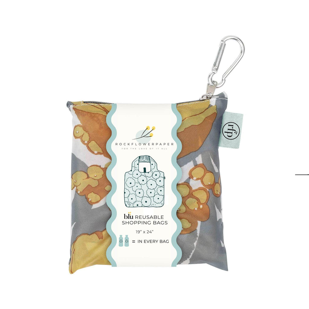 Reusable Blu Shopping Bag - Icelandic Poppy - in storage pouch