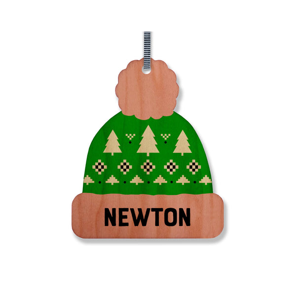 Wooden Die Cut Newton Massachusetts Ornaments - Ski Cap