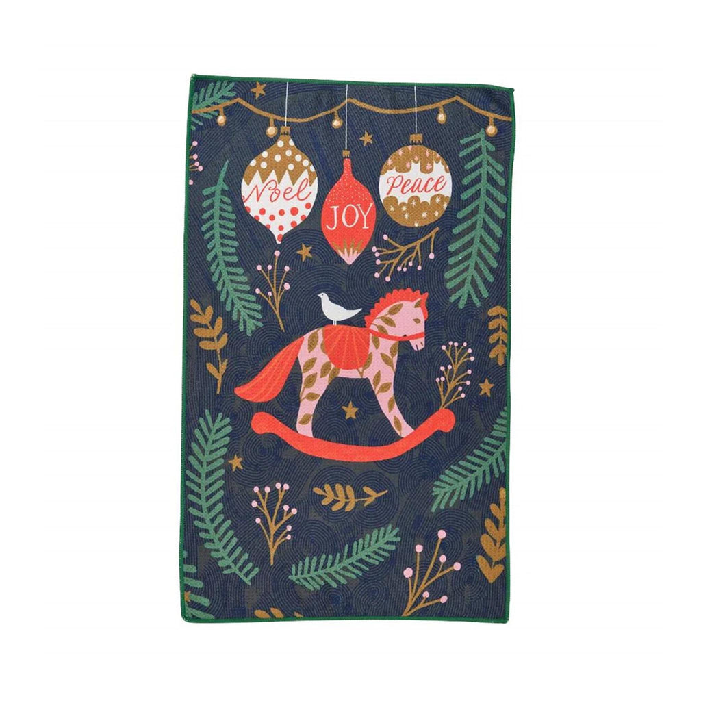 Holiday Horse Blu Kitchen Towel - front