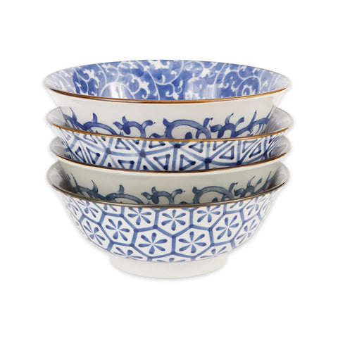 Japanese Soup Bowls - Blue & White- Large