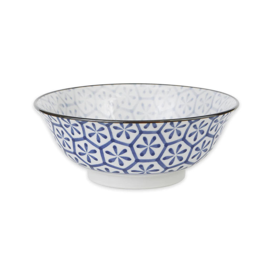 Japanese Soup Bowls - Blue & White- Large - Hexagons
