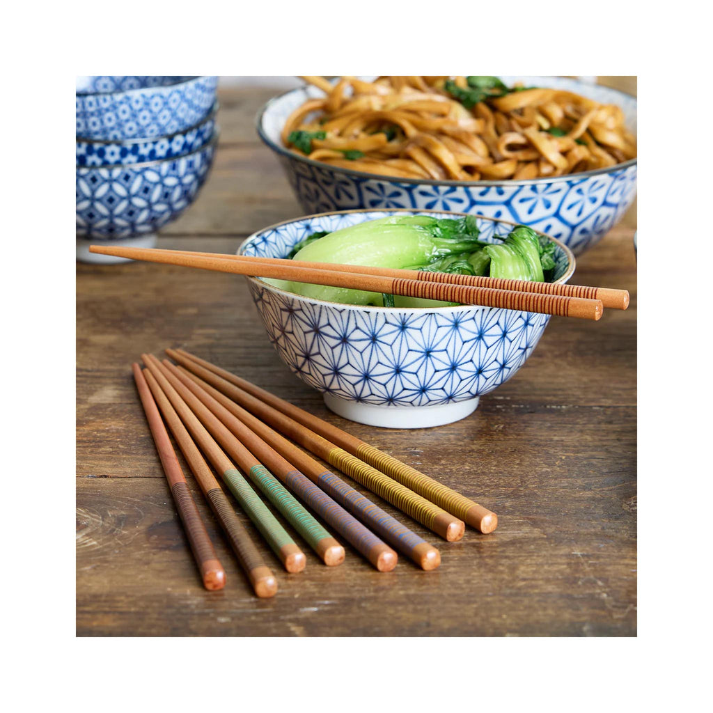 Multi-Striped Chopsticks Set of 5 - in use