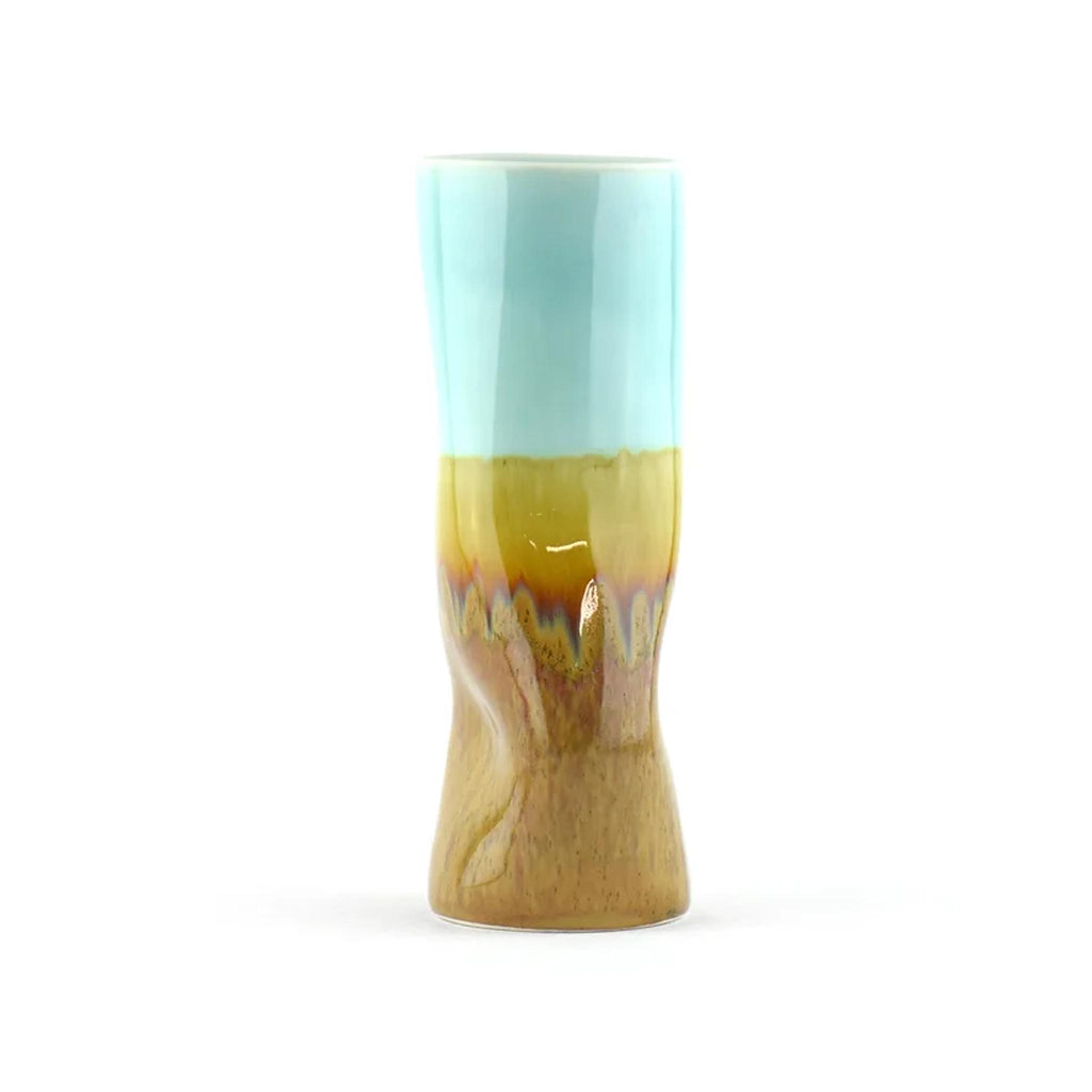 SGW Lab Cylinder Vases - Distortion - Aqua/Lt. Brown